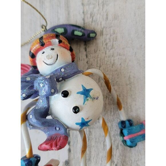 Snowman glitter present AS IS candy cane bow star ornament Xmas - Picture 4 of 11